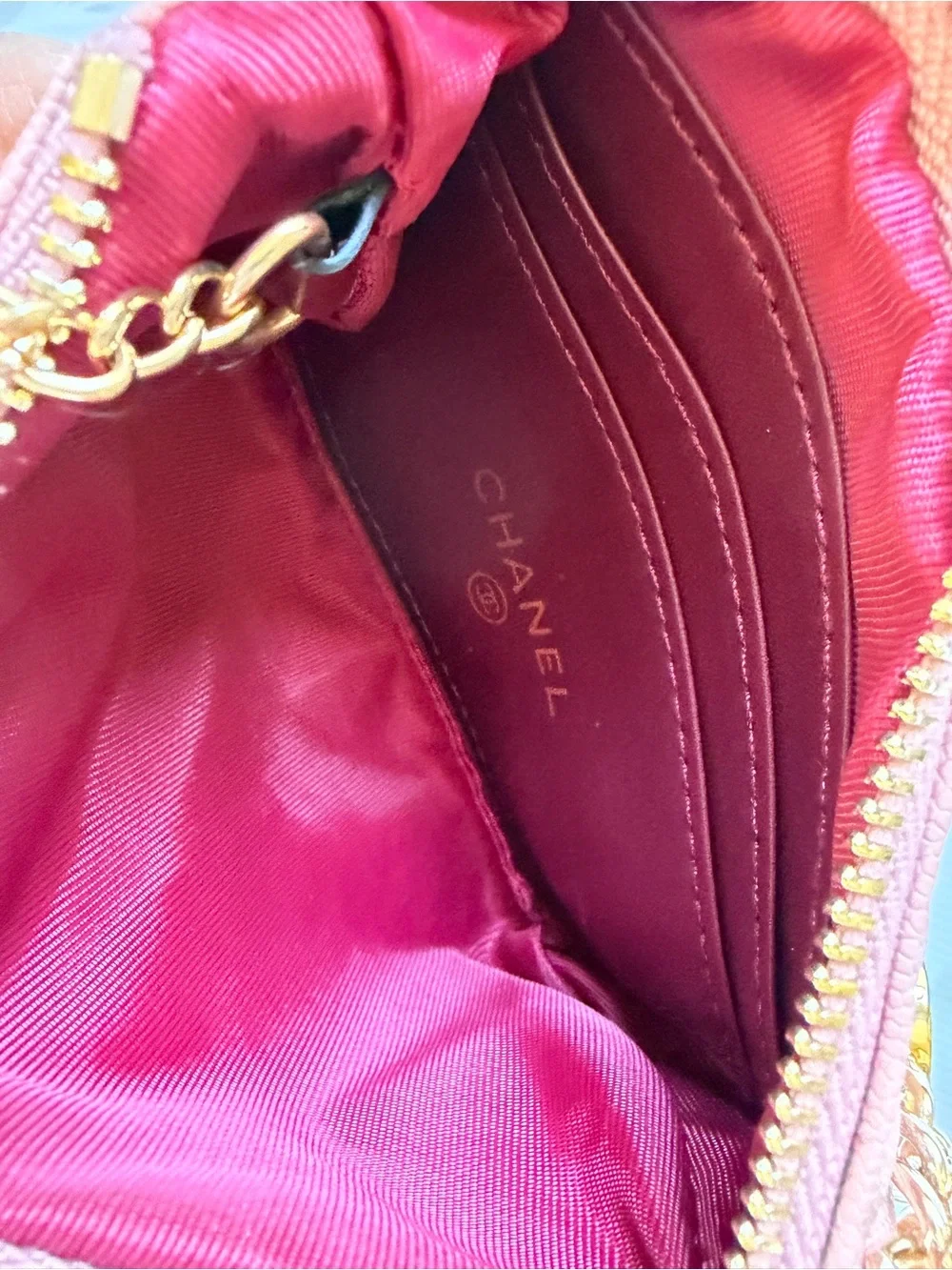 CHANEL Pink Quilted Zip Pouch with Gold CC - Picture 11 of 12